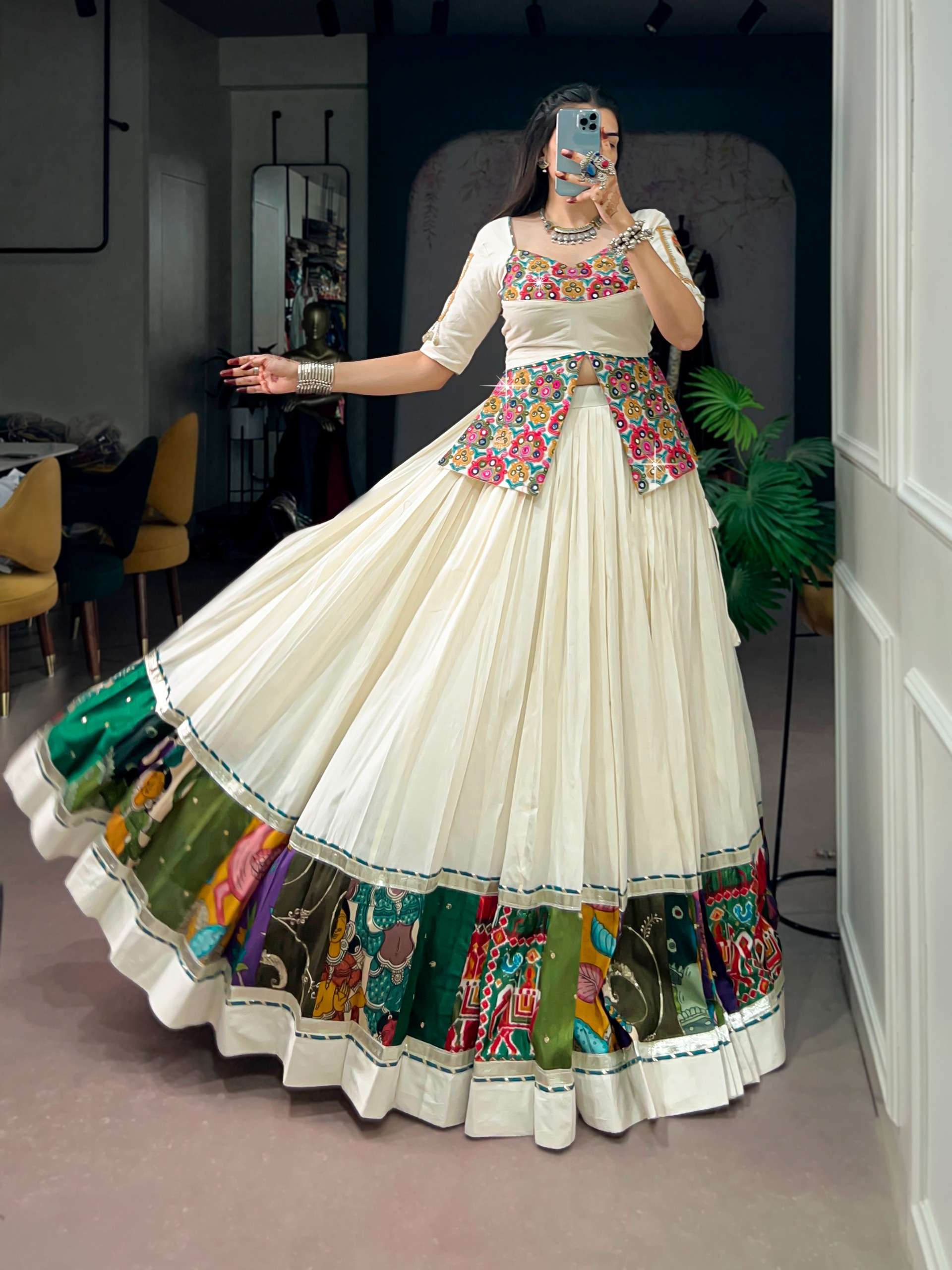 Celebrate every Garba night in style with this stunning Khadi Cotton lehenga choli wholesale in surat 1727 Celebrate every Garba night in style with this stunning Khadi Cotton lehenga choli wholesale in surat 1727
